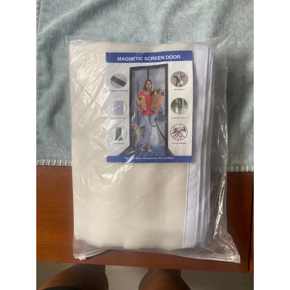 New White Magnetic Screen Door Mesh Cover RV Single Door